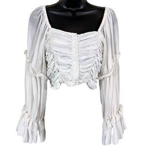 Fanco White tiered bell sleeve top